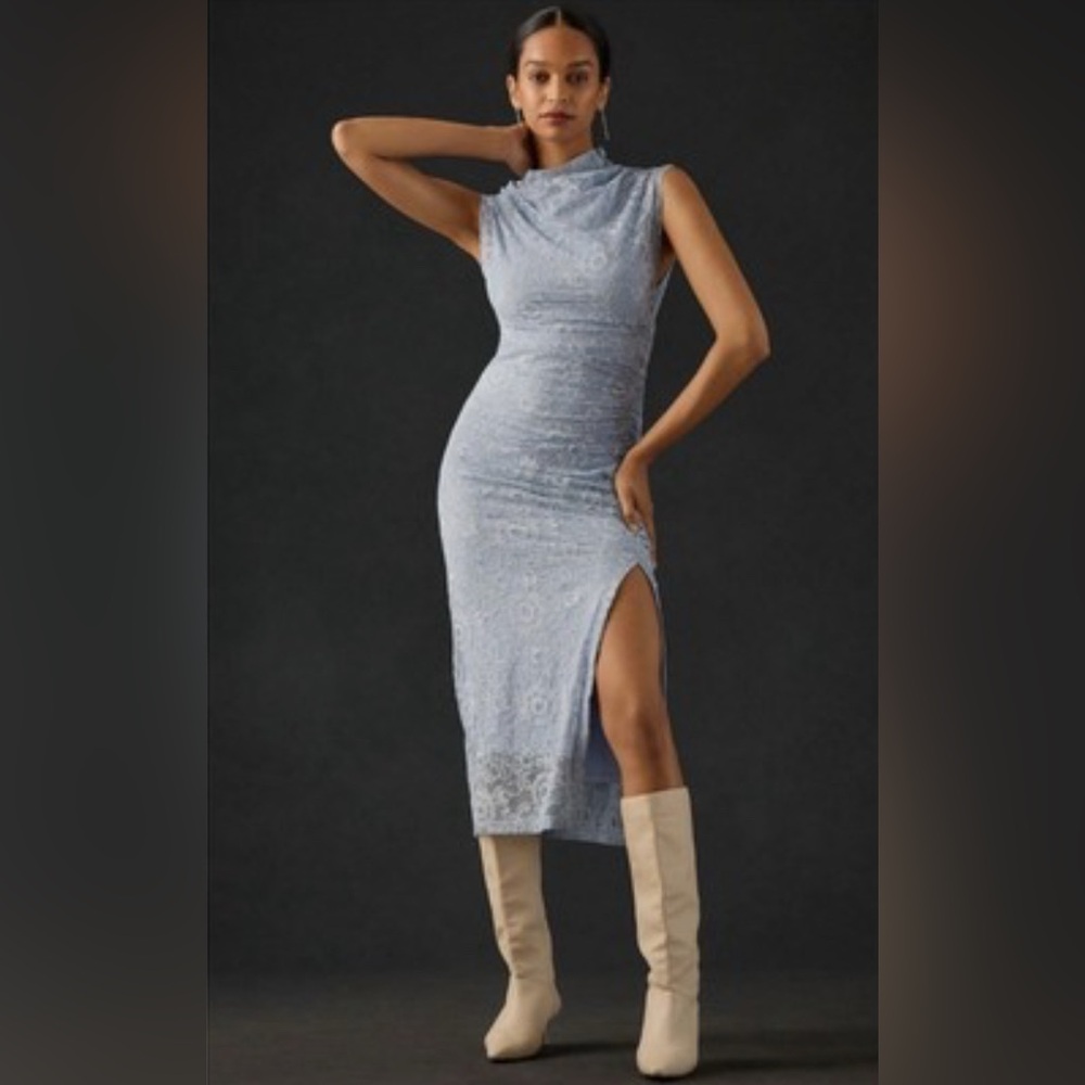 Anthropologie Sz M The Maya Ruched Cowl-Neck Dress